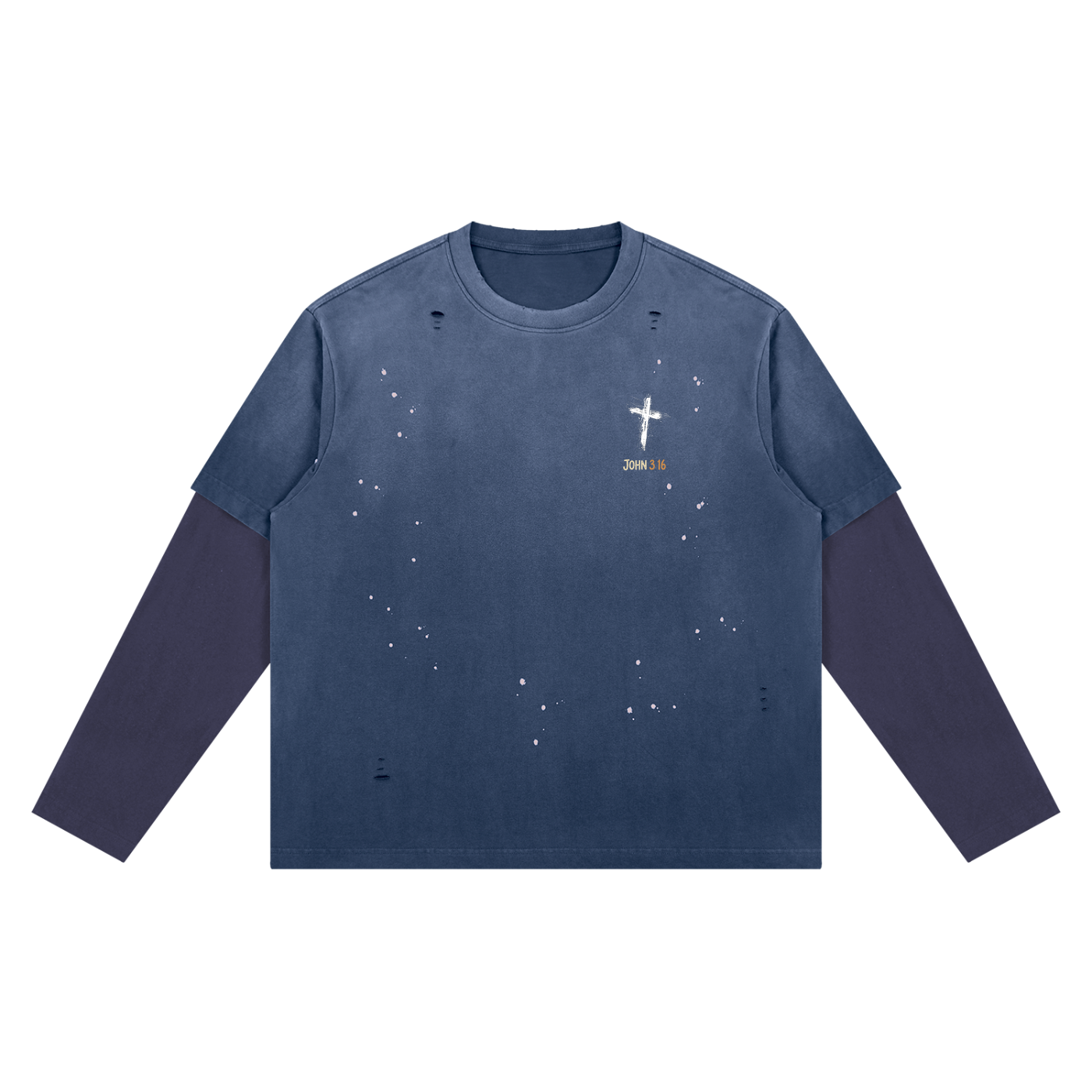 John 3:16 Bright Cross - Layered Long Sleeve Oversized Tee