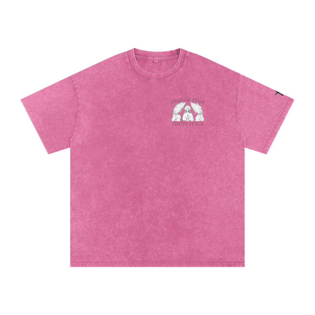 Trust Jesus - Light Snow Washed Oversized Cotton T-Shirt