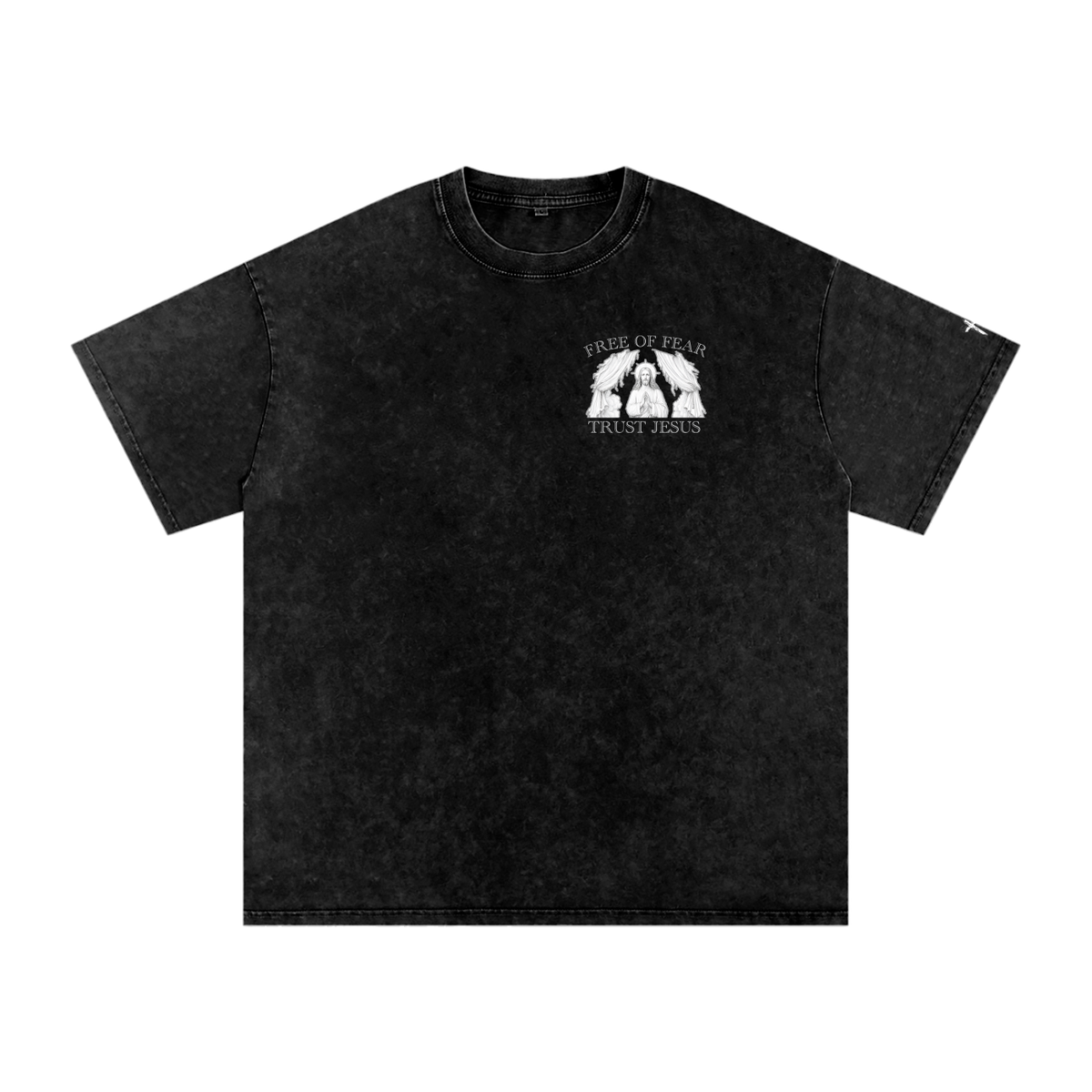 Trust Jesus - Dark Snow Washed Oversized Cotton T-Shirt