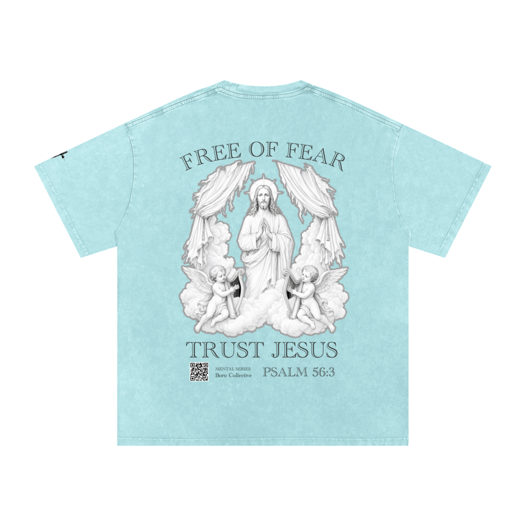 Trust Jesus - Light Snow Washed Oversized Cotton T-Shirt