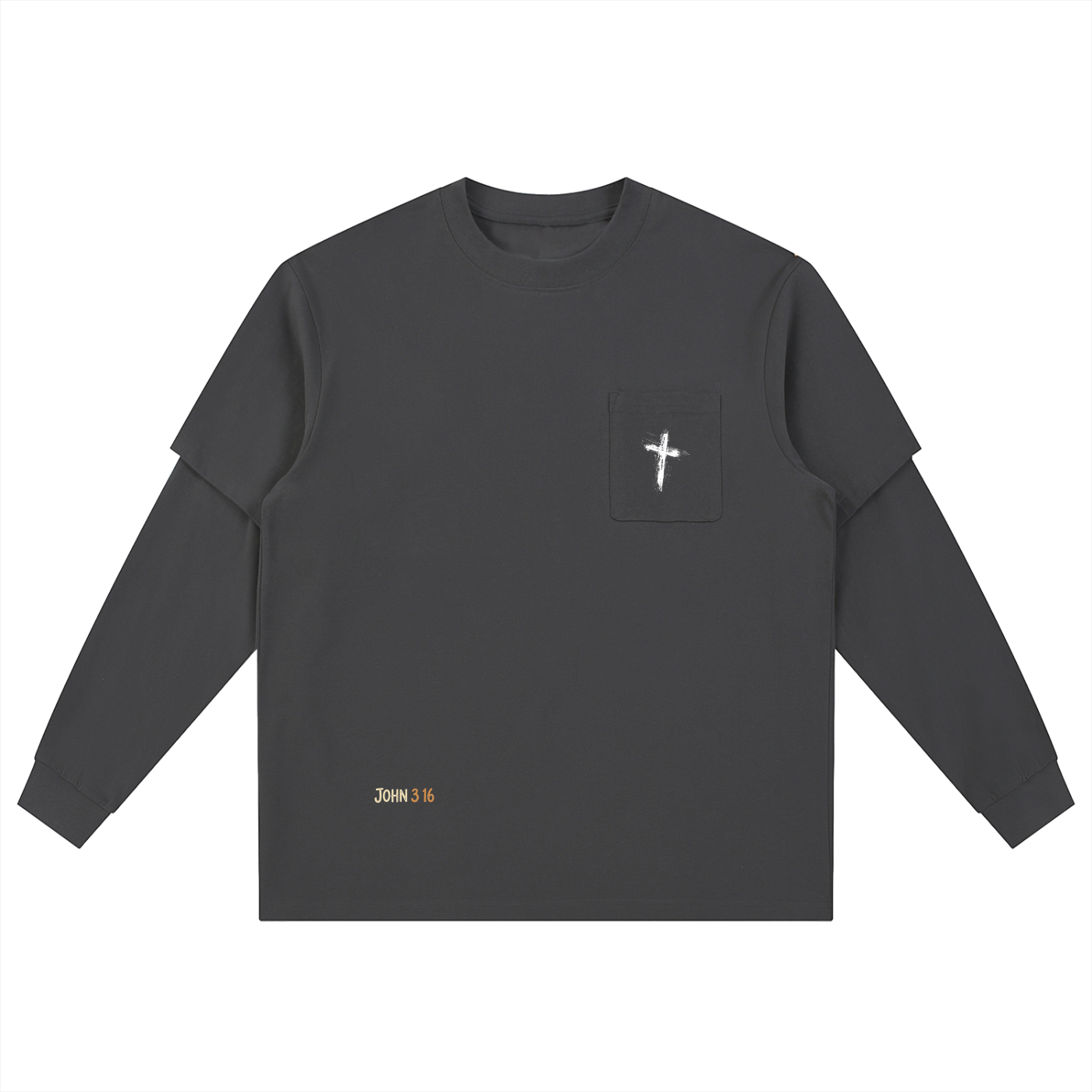 John 3:16 Bright Cross - Layered Long Sleeve Oversized Tee