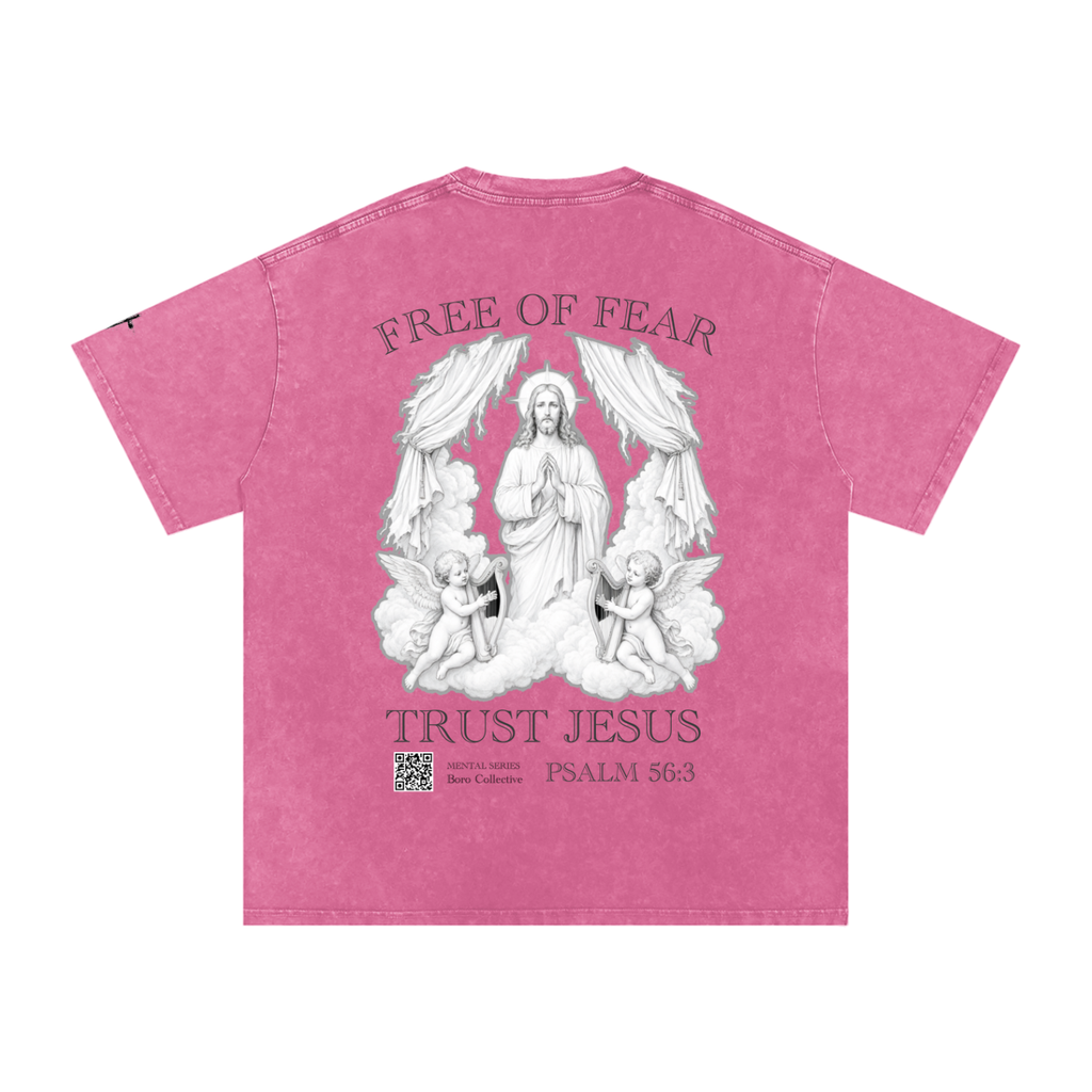 Trust Jesus - Light Snow Washed Oversized Cotton T-Shirt