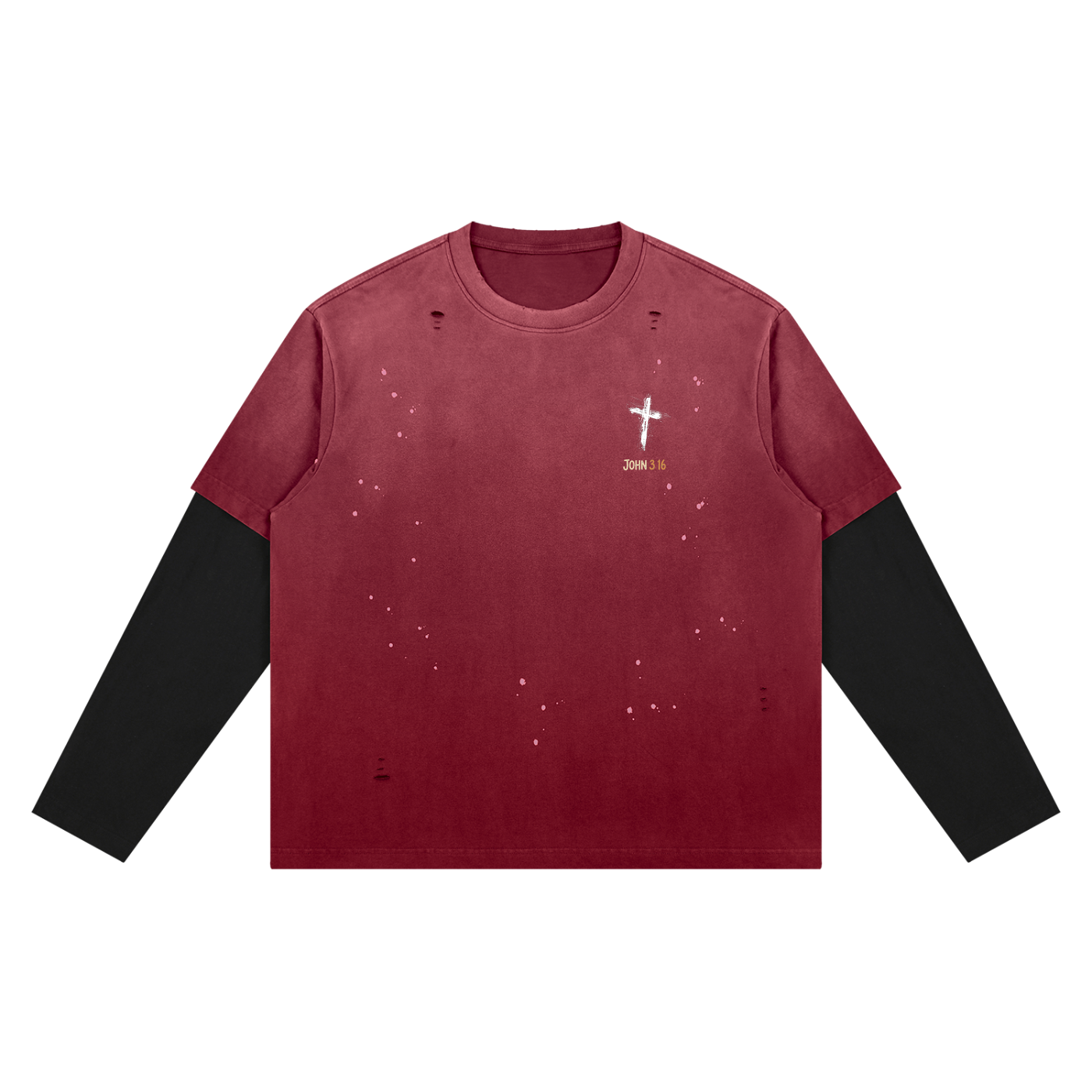 John 3:16 Bright Cross - Layered Long Sleeve Oversized Tee
