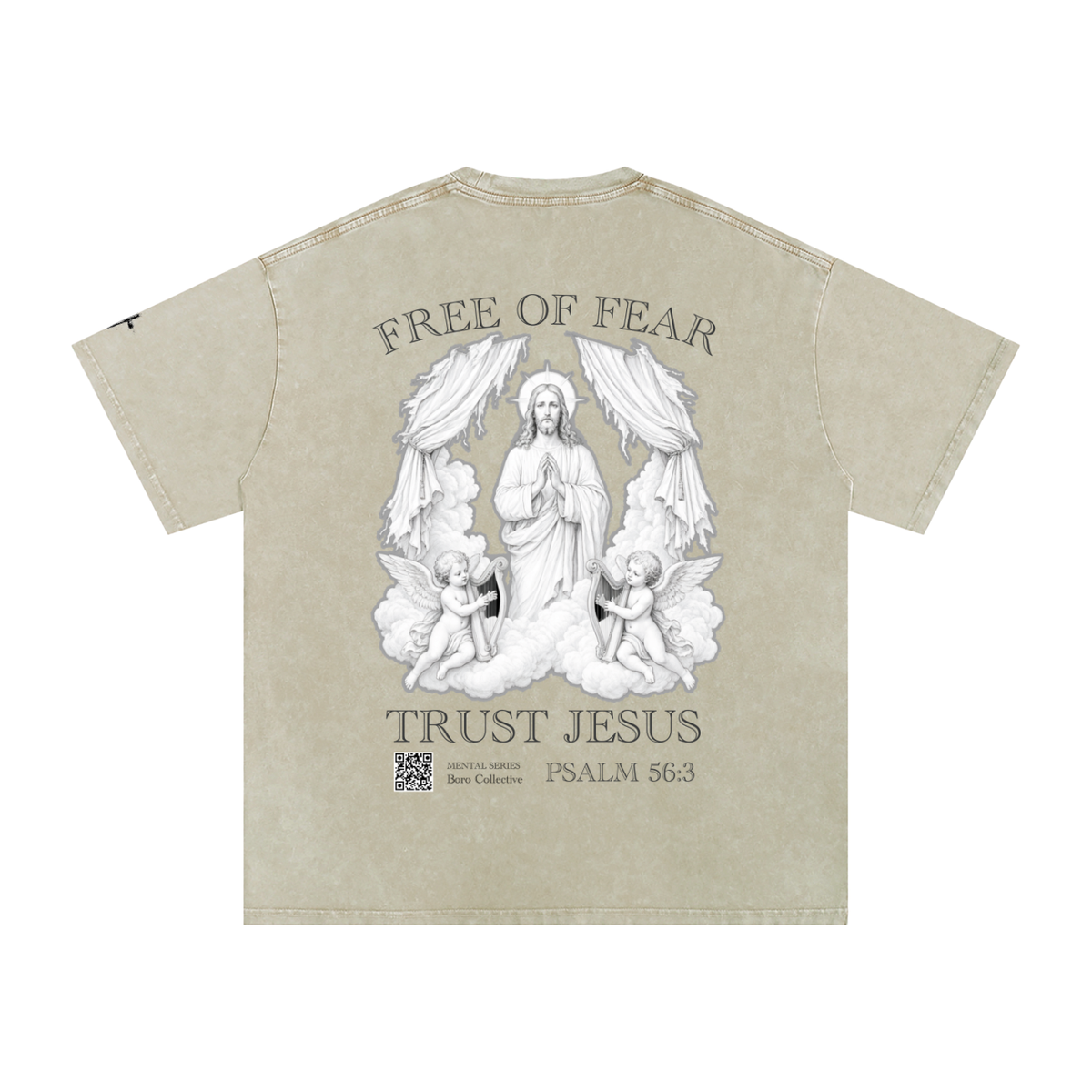 Trust Jesus - Light Snow Washed Oversized Cotton T-Shirt