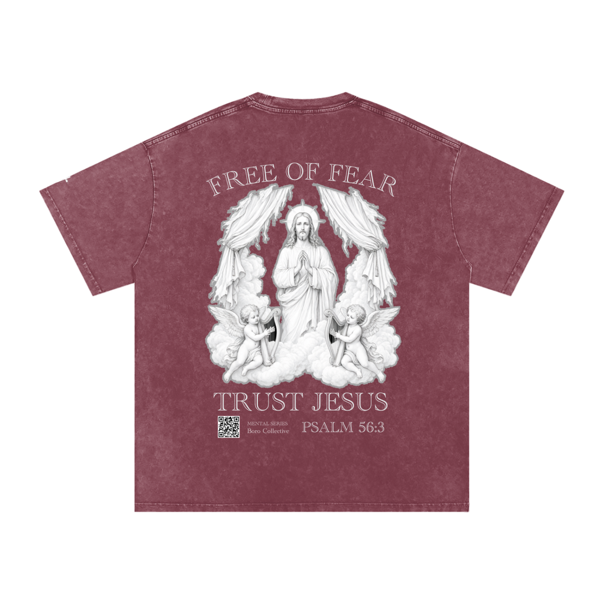 Trust Jesus - Dark Snow Washed Oversized Cotton T-Shirt