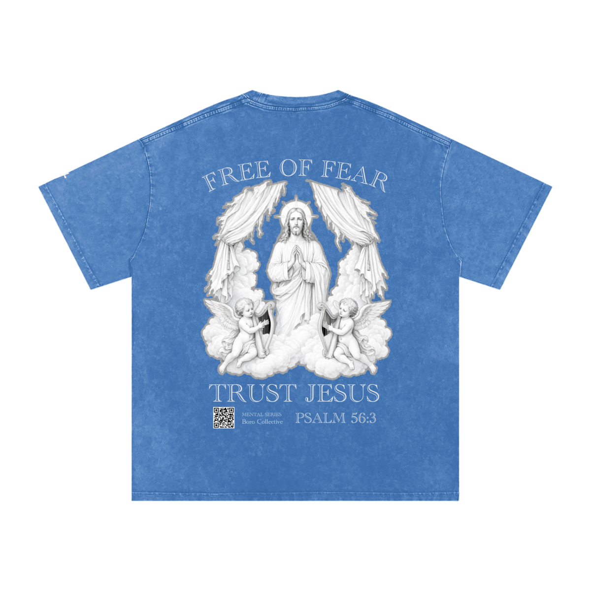 Trust Jesus - Dark Snow Washed Oversized Cotton T-Shirt