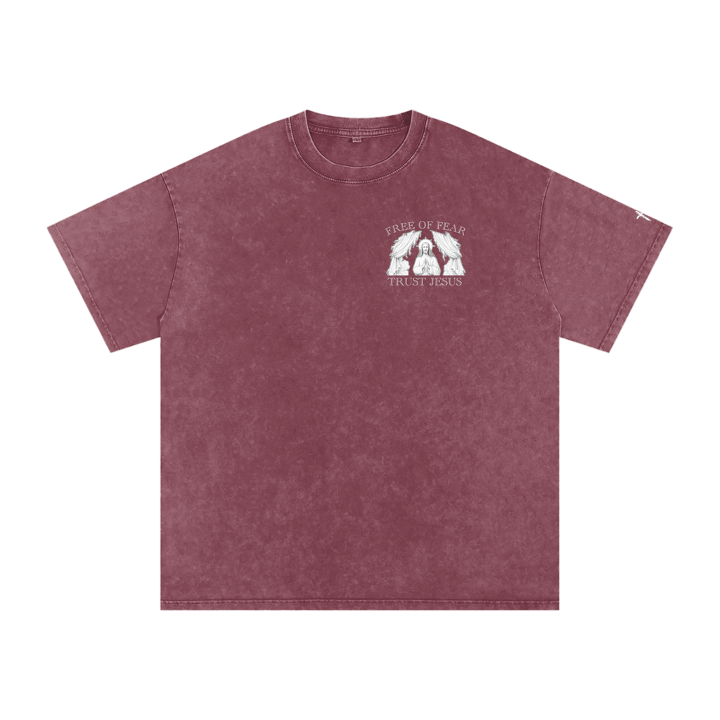 Trust Jesus - Dark Snow Washed Oversized Cotton T-Shirt