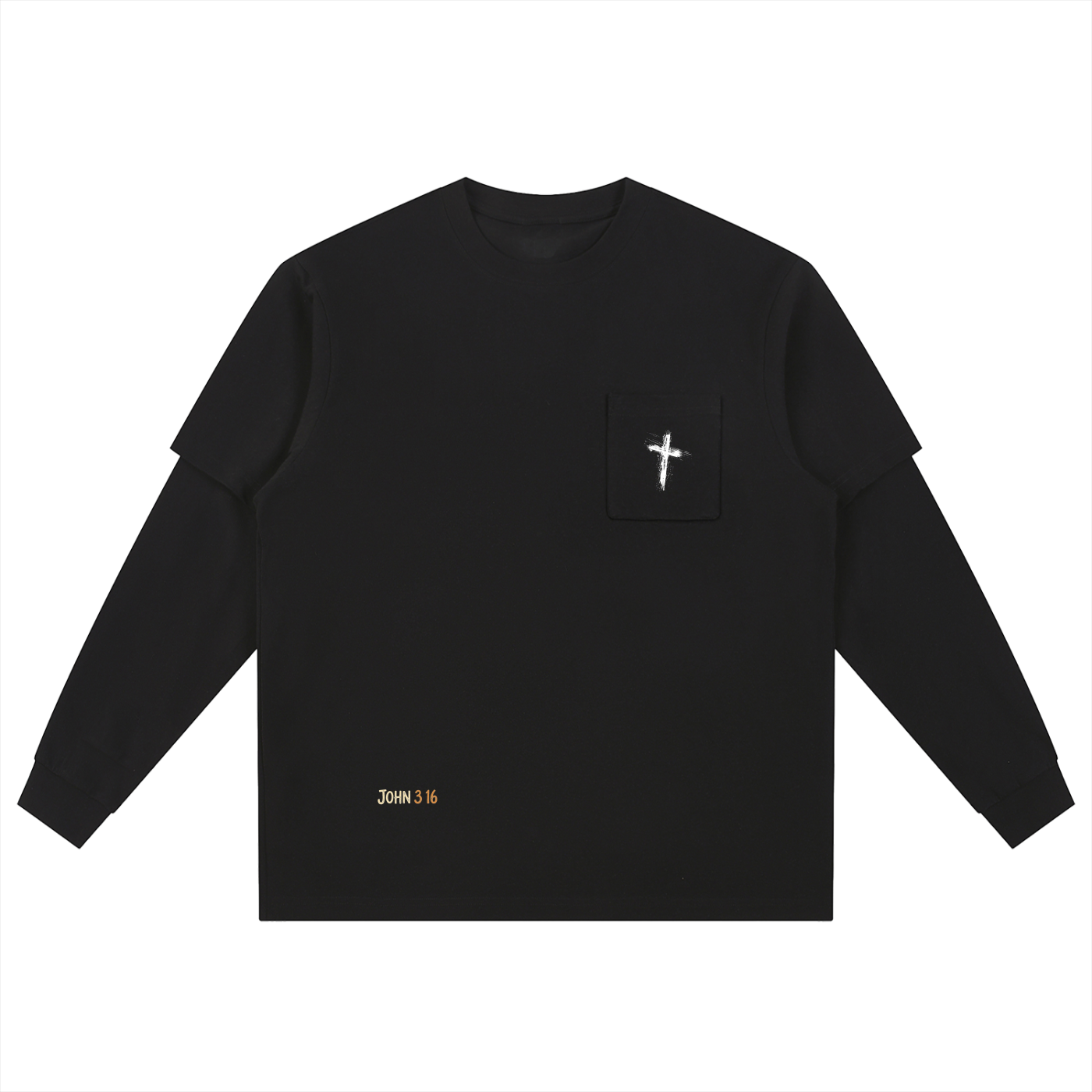 John 3:16 Bright Cross - Layered Long Sleeve Oversized Tee