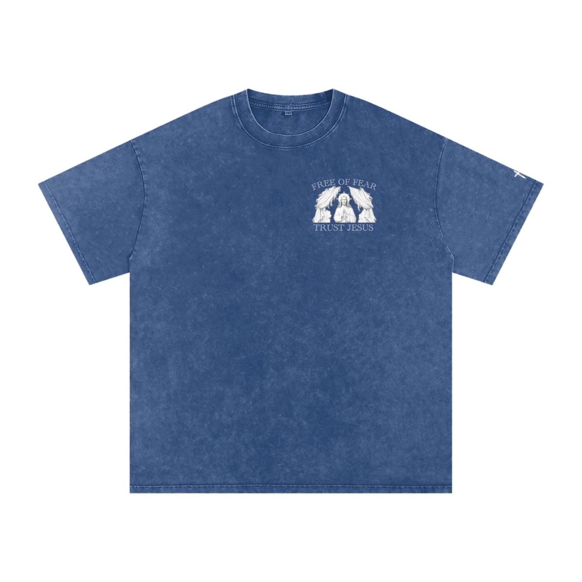 Trust Jesus - Dark Snow Washed Oversized Cotton T-Shirt