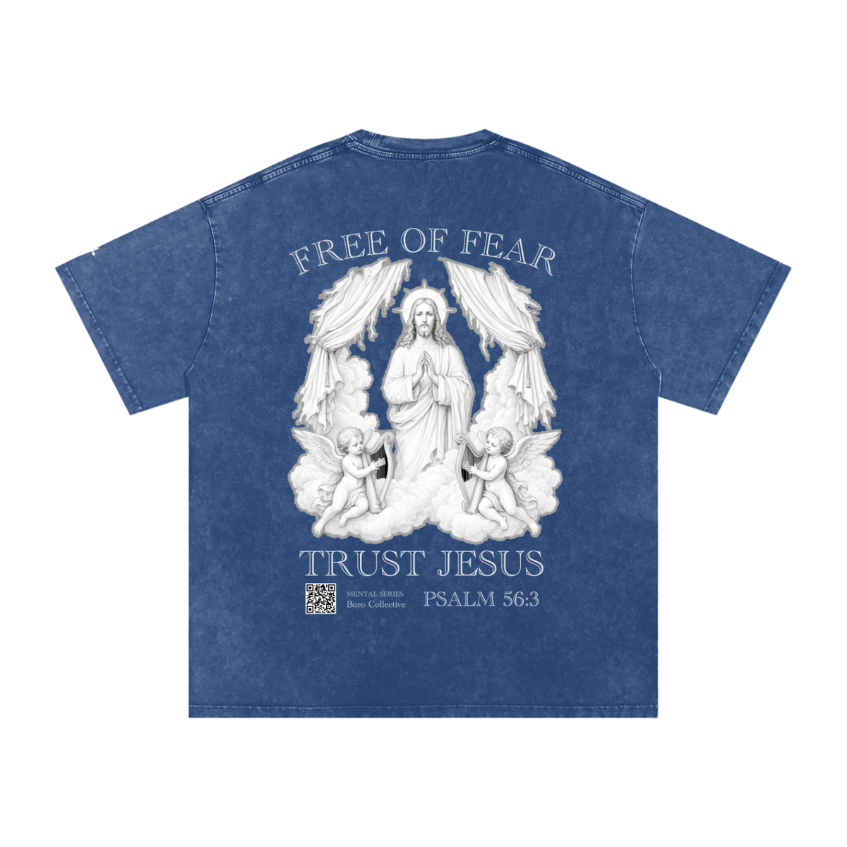 Trust Jesus - Dark Snow Washed Oversized Cotton T-Shirt