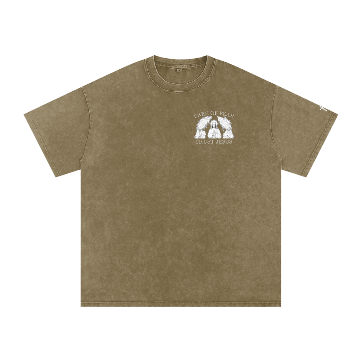 Trust Jesus - Dark Snow Washed Oversized Cotton T-Shirt