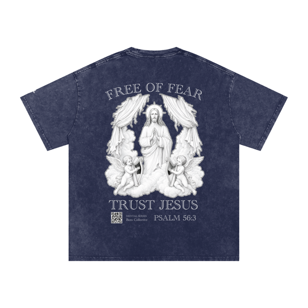 Trust Jesus - Dark Snow Washed Oversized Cotton T-Shirt