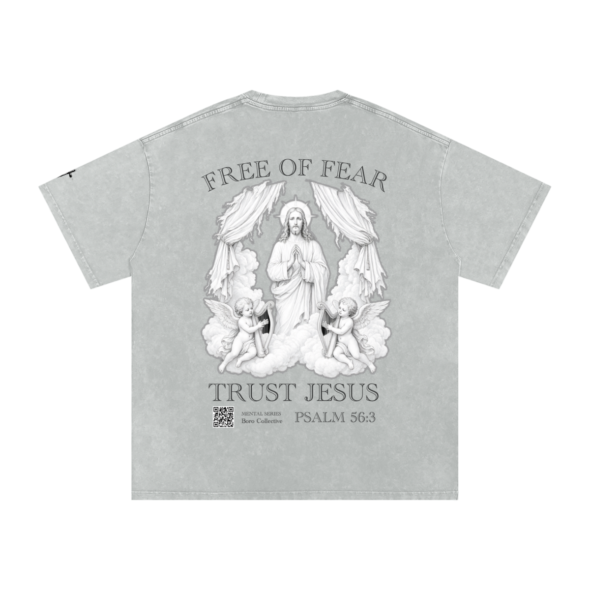 Trust Jesus - Light Snow Washed Oversized Cotton T-Shirt