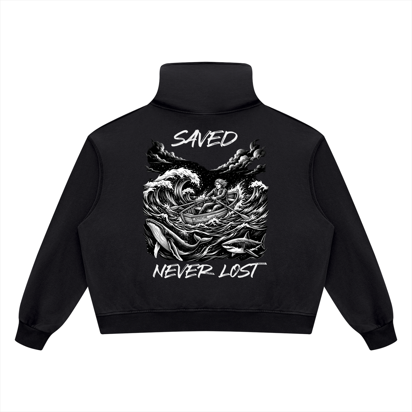 Saved and Never Lost - Unisex Vintage Wash Boxy Hoodie