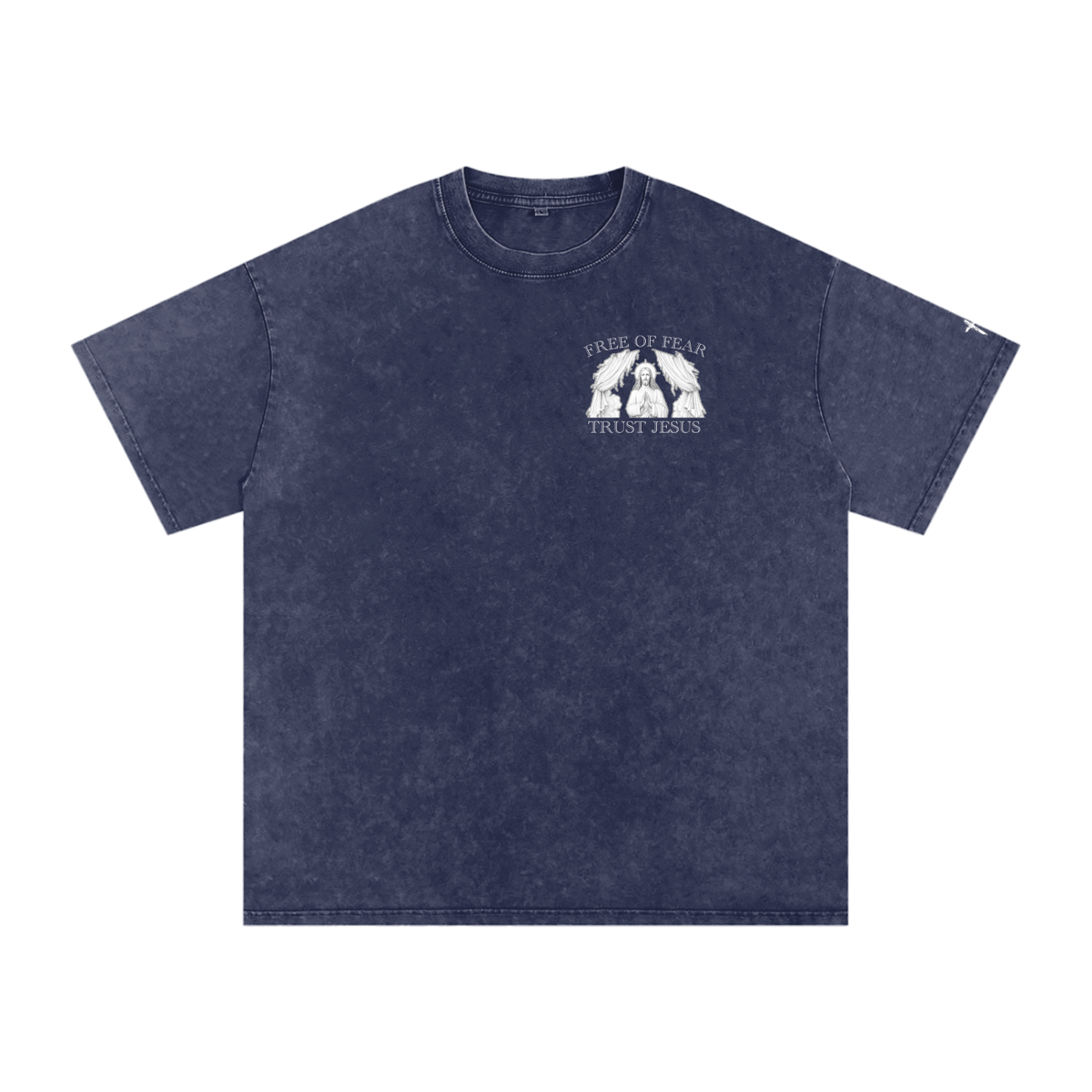 Trust Jesus - Dark Snow Washed Oversized Cotton T-Shirt