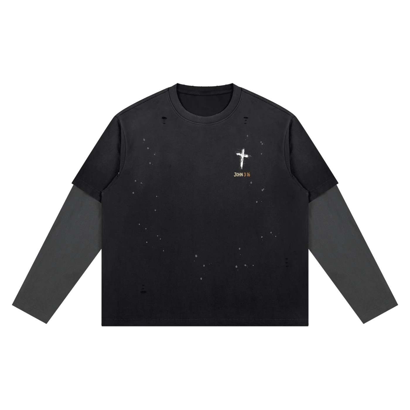John 3:16 Bright Cross - Layered Long Sleeve Oversized Tee