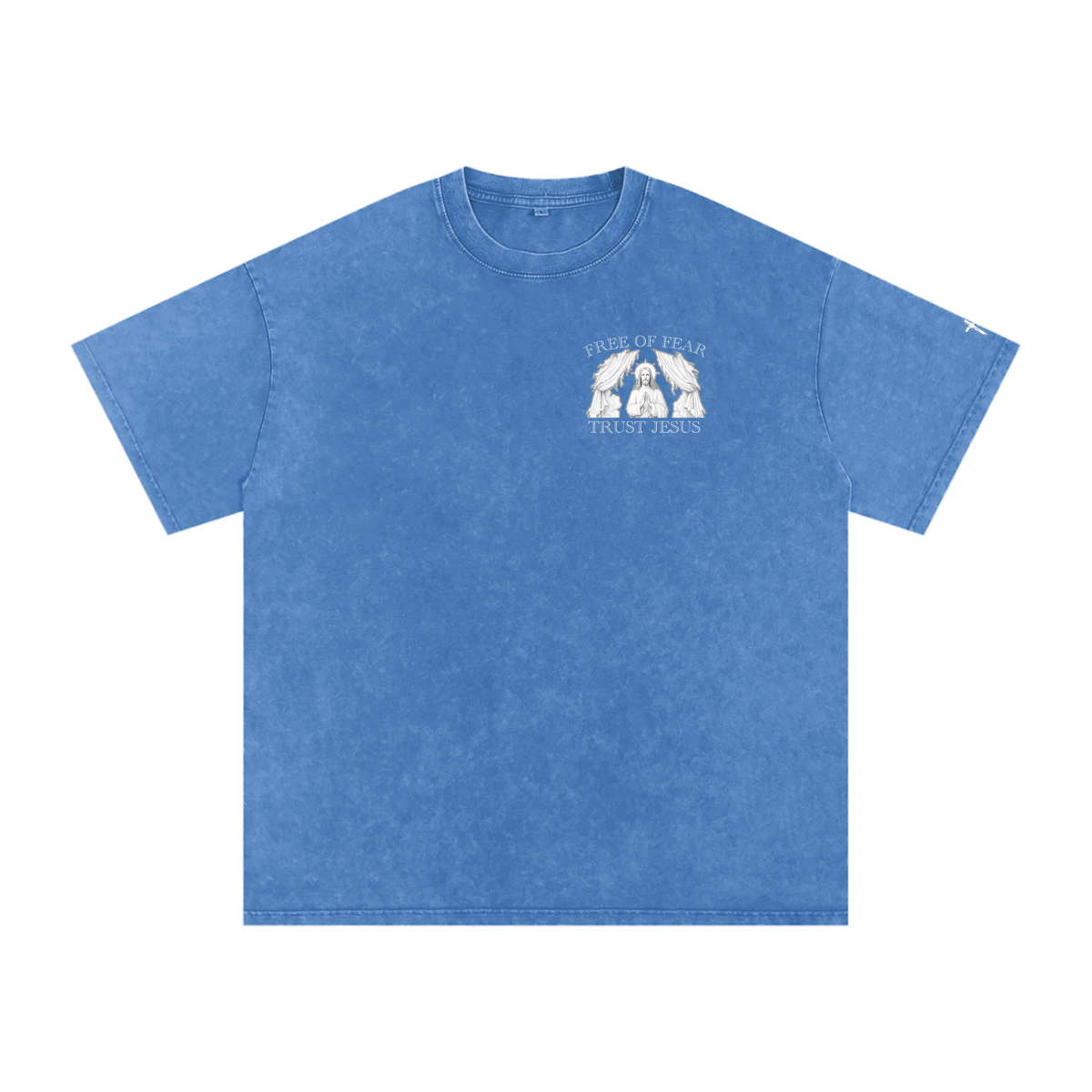 Trust Jesus - Dark Snow Washed Oversized Cotton T-Shirt