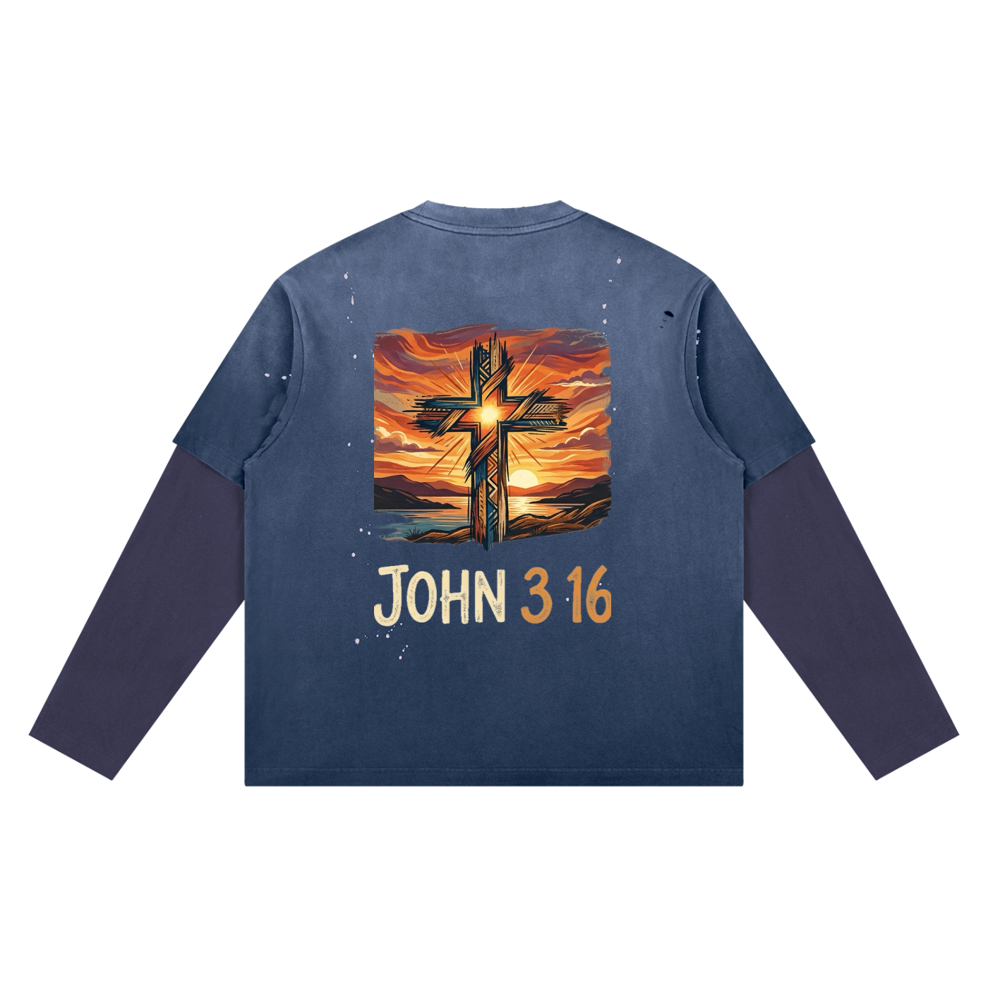 John 3:16 Bright Cross - Layered Long Sleeve Oversized Tee