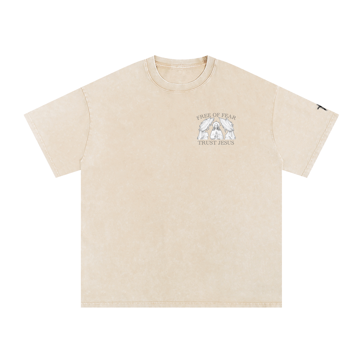 Trust Jesus - Light Snow Washed Oversized Cotton T-Shirt