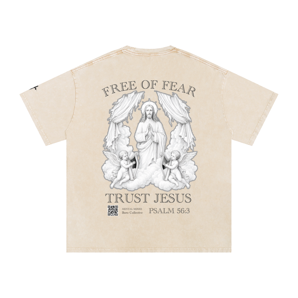 Trust Jesus - Light Snow Washed Oversized Cotton T-Shirt