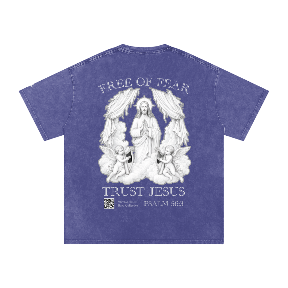 Trust Jesus - Dark Snow Washed Oversized Cotton T-Shirt